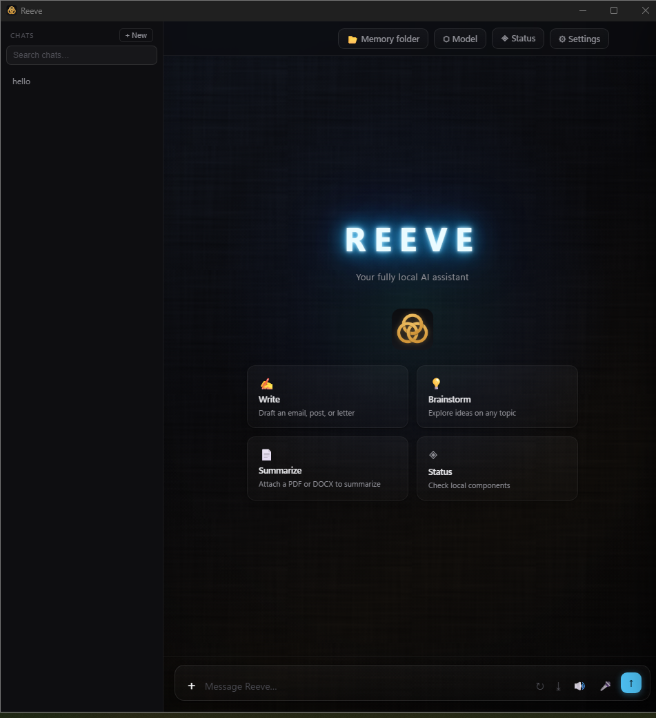 Reeve chat window in the dark Black & Neon theme